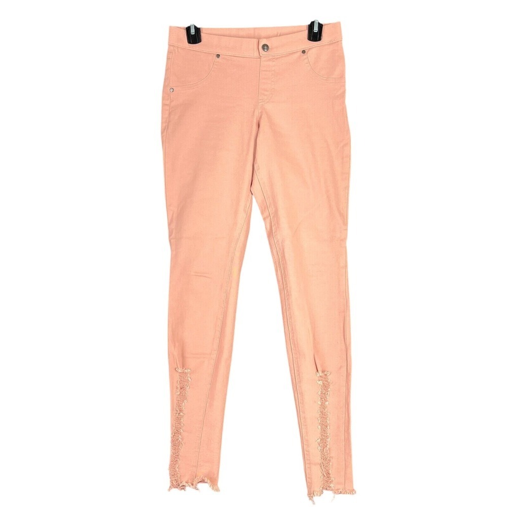 Hue Jeans Womens Small Peachy Skinny Raw Hem Stretch Mid Rise Distressed‎